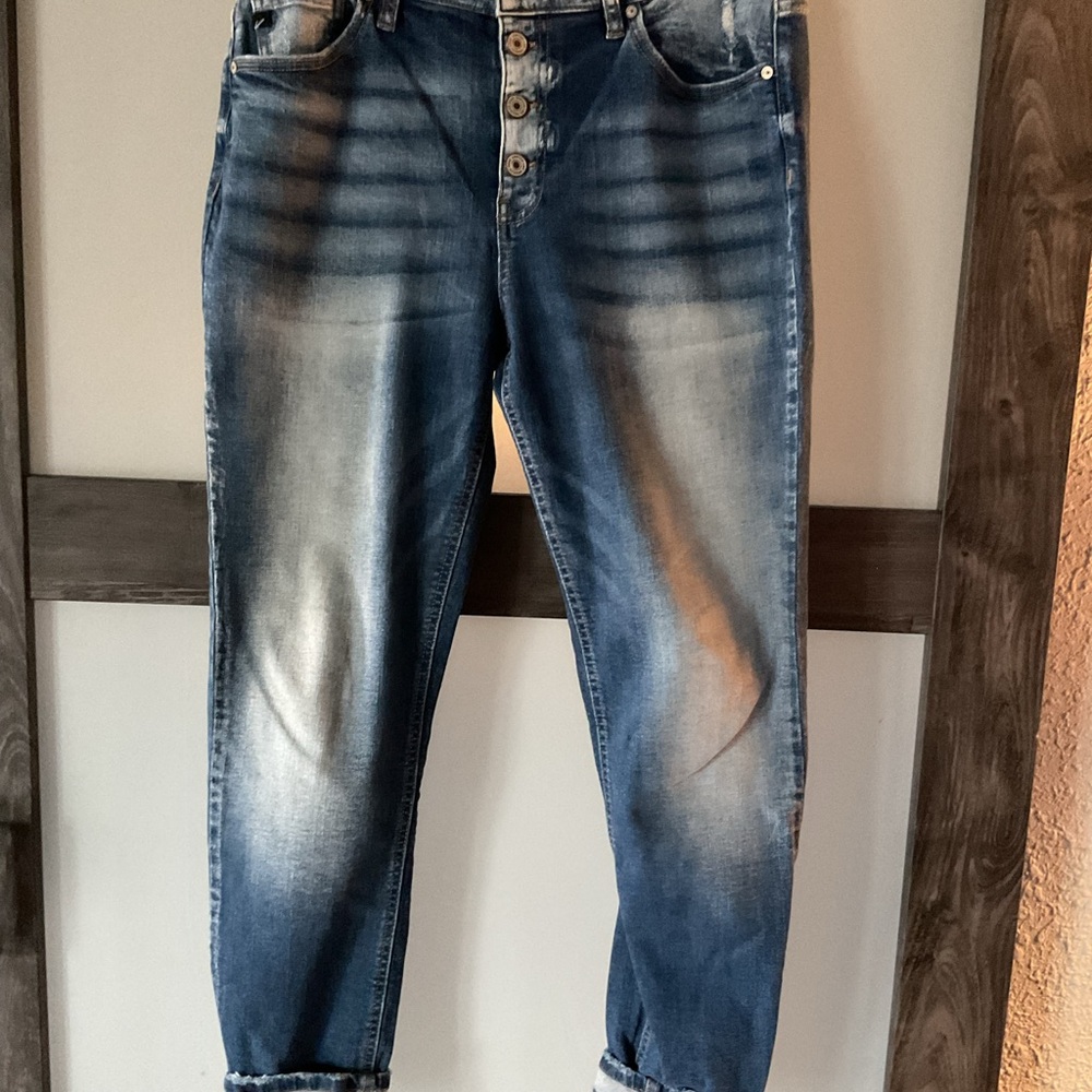EUC- KanCan button-fly ankle crop jeans